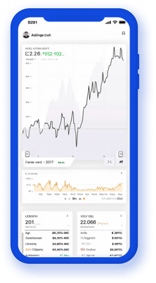 Mobile portfolio tracker showing real-time crypto statistics